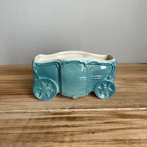 2/$15 Vintage Royal Copley Blue Carriage Shaped Windowsill Planter